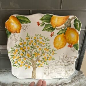Maxcera LEMON TREE Square Large Show Dinner Plate Plates 11.5 “ Serving